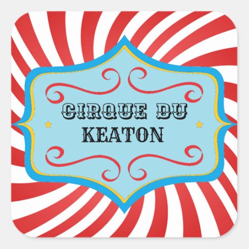 Personalized Vintage Circus Party Stickers
