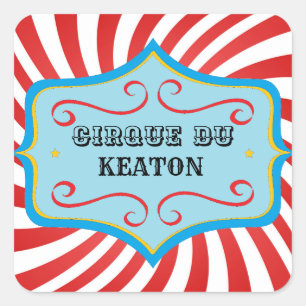 Personalized Vintage Circus Party Stickers