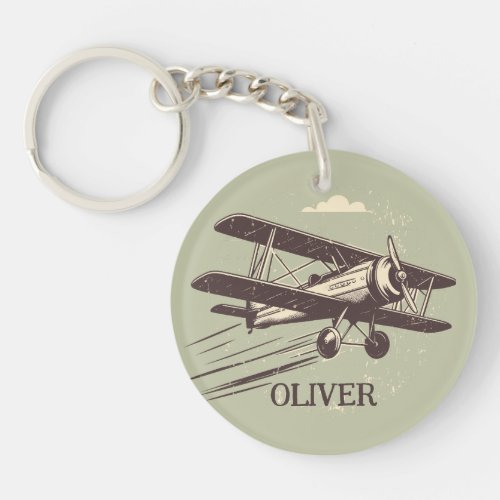  Personalized Vintage Classic Biplane Keychain