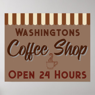 Personalized Vintage Coffee Shop Sign Art