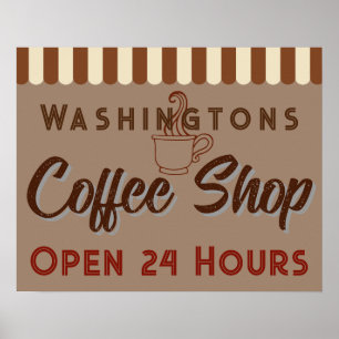 Personalized Vintage Coffee Shop Sign Poster
