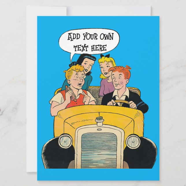 Personalized Vintage Comic Style Holiday Card (Front)