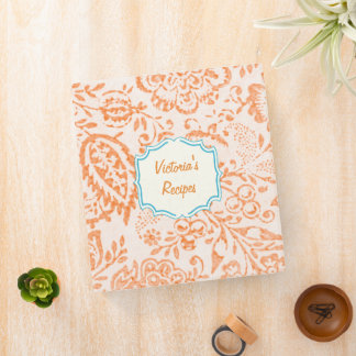 Personalized Vintage Coral and Aqua Floral Binder