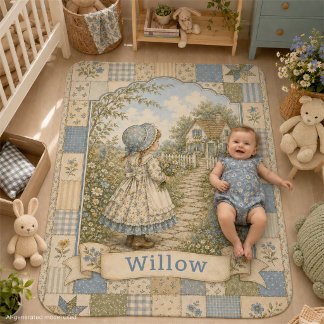 Personalized Vintage Cottage Baby Girl Nursery Blanket