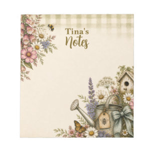 Personalized Vintage Cottage Garden Floral Notepad