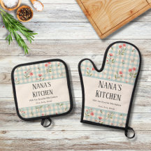 Personalized Vintage Country Blue Gingham Floral