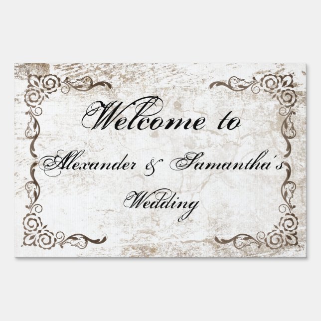 Personalized Vintage Country Wedding Sign (Front)
