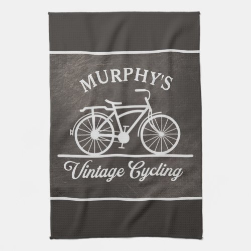 Personalized Vintage Cycling Retro Bicycle Kitchen Towel
