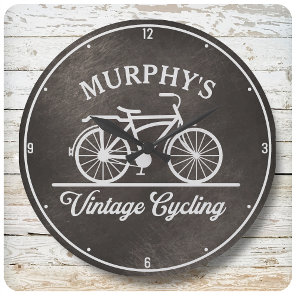 Personalized Vintage Cycling Retro Bicycle  Large Clock