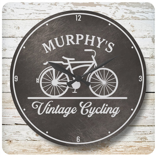 Personalized Vintage Cycling Retro Bicycle Large Clock