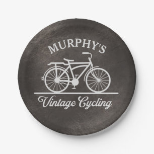 Personalized Vintage Cycling Retro Bicycle Paper Plates