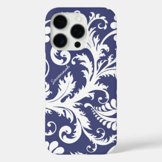 Personalized Vintage Damask change blue any color iPhone 16 Pro Case