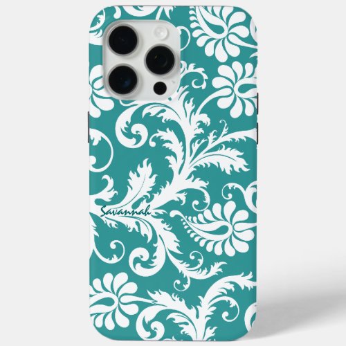 Personalized Vintage Damask change teal any color iPhone 15 Pro Max Case