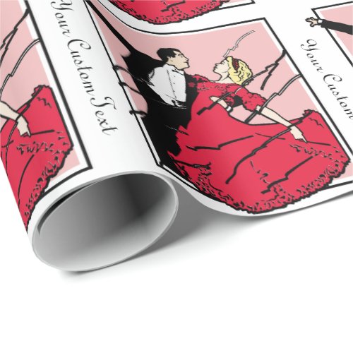 Personalized Vintage Dancing Ballroom Couple Wrapping Paper