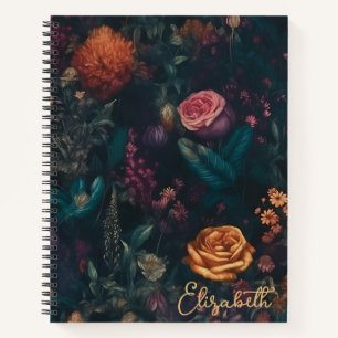 Personalized Vintage Dark Gothic Wild Rose Garden Notebook