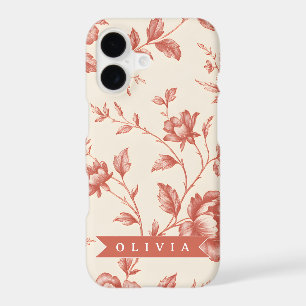 Personalized vintage delicate floral toile design iPhone 17 case