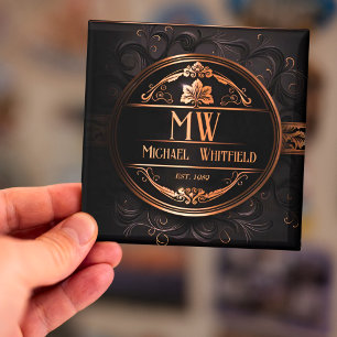 Personalized Vintage Demask Monogram Magnet