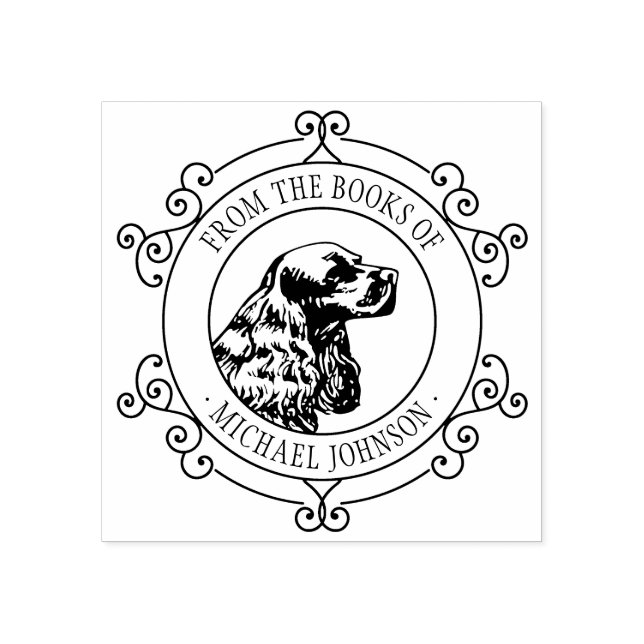 Personalized Vintage Dog Ex Libris Rubber Stamp (Imprint)
