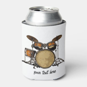 Personalized Vintage Drum Set Music Drummer Can Cooler