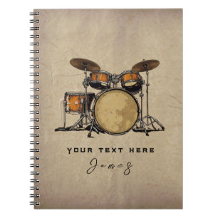 Personalized Vintage Drum Set Music Drummer    Not Notebook