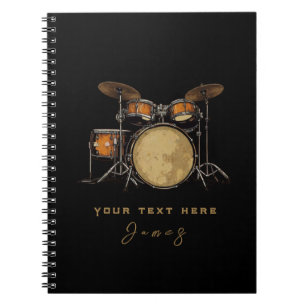 Personalized Vintage Drum Set Music Drummer    Not Notebook