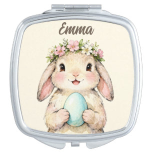Personalized Vintage Easter Bunny with Egg Compact Mirror