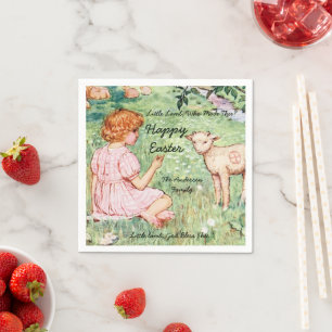 Personalized Vintage Easter Little Lamb Napkins