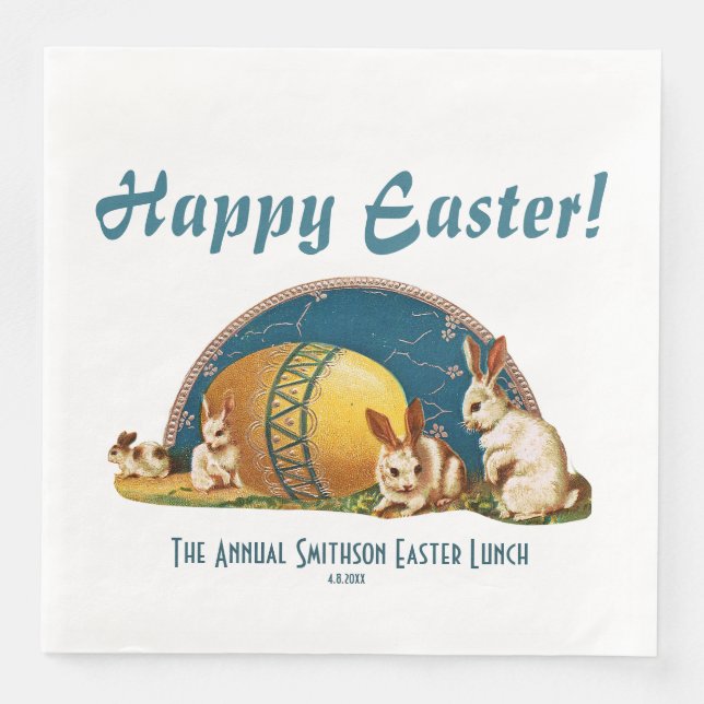 Personalized Vintage Easter Napkins for Your Event (Front)