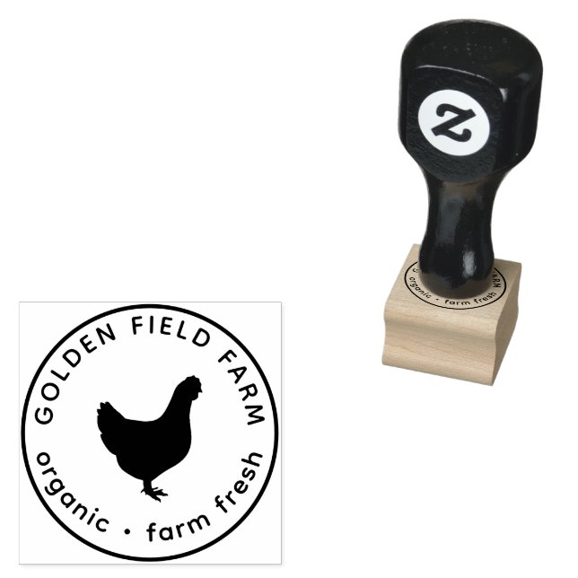 Personalized Vintage  Egg Chicken Rubber Stamp (Stamped)