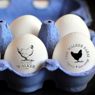 4 Pcs Fresh Egg Stamp Round Wooden Rubber Stamp for Eggs Chicken Stylish  Style