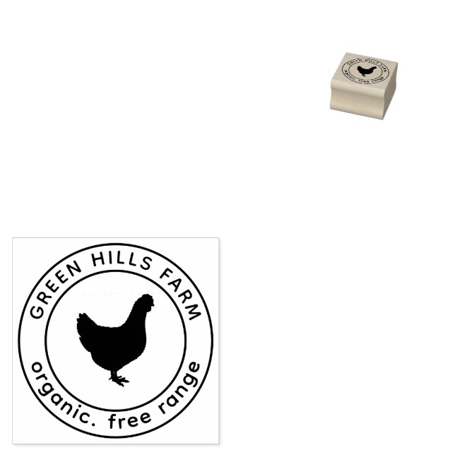 Personalized Vintage Eggs Business  Chicken Logo  Rubber Stamp (Stamped)