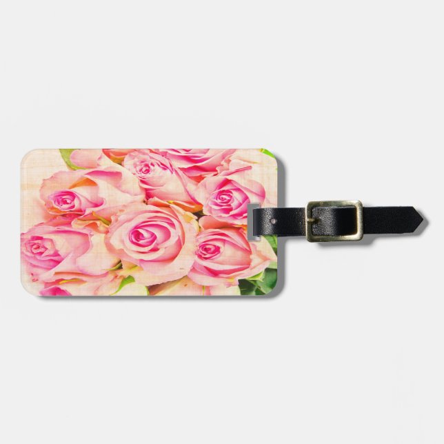 PERSONALIZED Vintage Elegant Rose Luggage Tag (Front Horizontal)