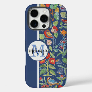 Personalized Vintage Embroidered Pattern iPhone 16 Pro Case