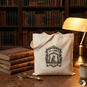 Personalized Vintage Ex Libris Owl Dark Academia C Tote Bag