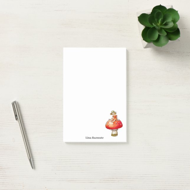 Personalized Vintage Fairytale Mushroom Post-it Notes (Office)