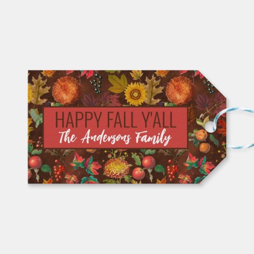 Personalized Vintage Fall Autumn Leaves Gift Tags