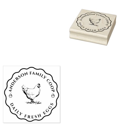 Personalized Vintage Family Business Farm Egg Rubber Stamp