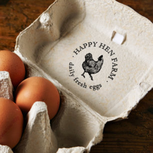 Personalized Vintage Family Business Farm Egg Rubber Stamp