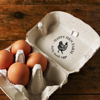 Personalized Vintage Family Business Farm Egg Rubber Stamp by Cali_Graphics at Zazzle