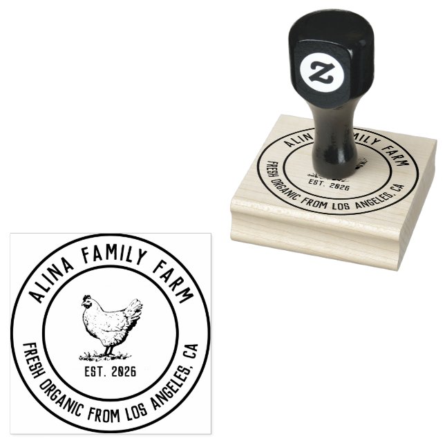 Personalized Vintage Family Business Farm Egg  Rubber Stamp (Stamped)