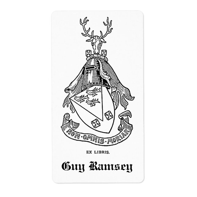 Personalized Vintage Family Crest Bookplate (Front)