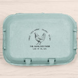 Personalized Vintage Family Farm Egg Carton Rubber Stamp<br><div class="desc">This is the perfect personal touch for any small business selling fresh eggs! This design features a rustic, hand-drawn chicken in the center with your farm name underneath and "laid in the USA" below that. Around the top it says "fresh, free-range, organic, no soy" so that you can show to...</div>