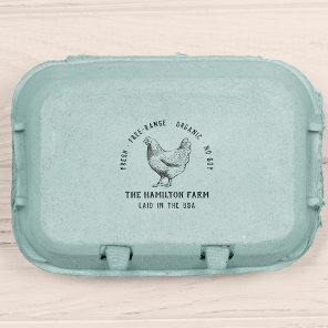 Personalized Vintage Family Farm Egg Carton Rubber Stamp