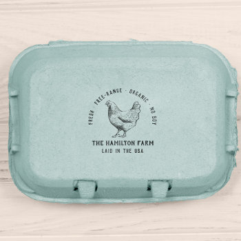 Personalized Vintage Family Farm Egg Carton Rubber Stamp by invintage at Zazzle