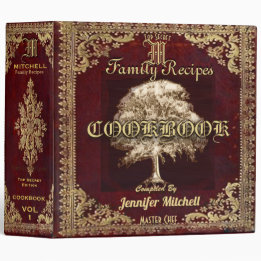 Personalized Vintage Family Recipe Cookbook 3 Ring Binder