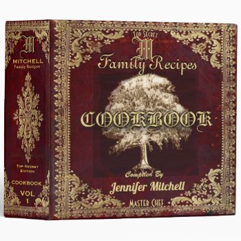 Personalized Vintage Family Recipe Cookbook 3 Ring Binder by AZEZcom at Zazzle