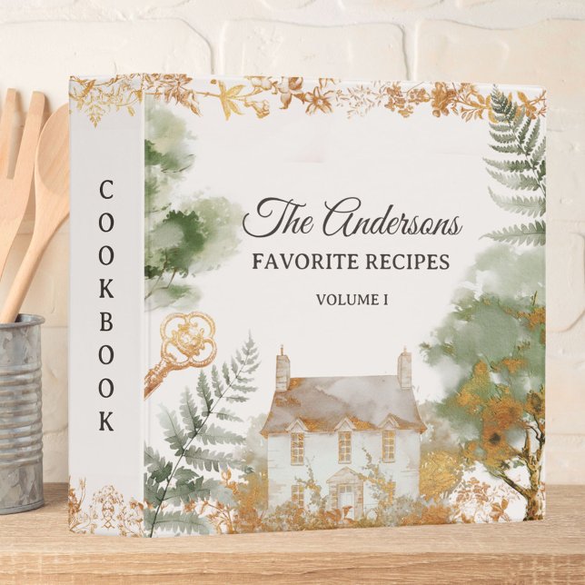 Personalized Vintage Family Recipe Cookbook 3 Ring Binder (In situ)