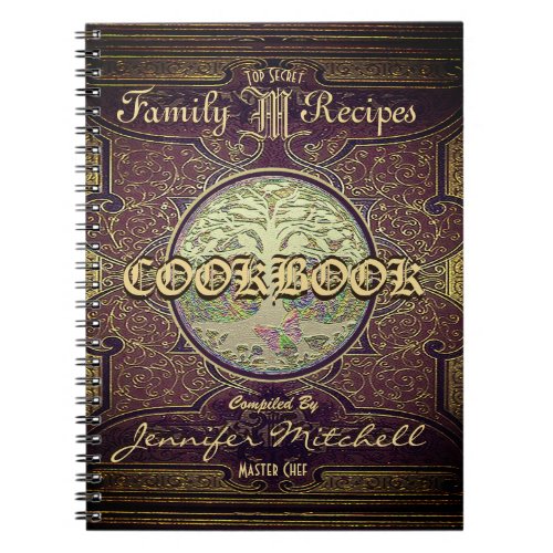 Personalized Vintage Family Recipe Cookbook Notebook