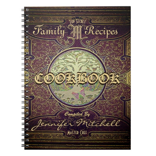 Personalized Vintage Family Recipe Cookbook Notebook (Front)