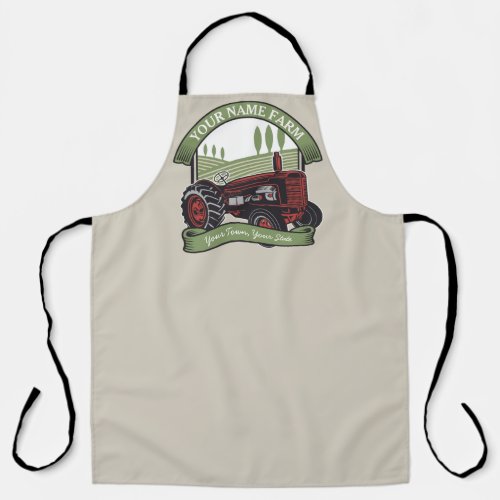 Personalized Vintage Farm Tractor Country Farmer Apron
